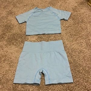 2 piece shorts set. Top is cropped.